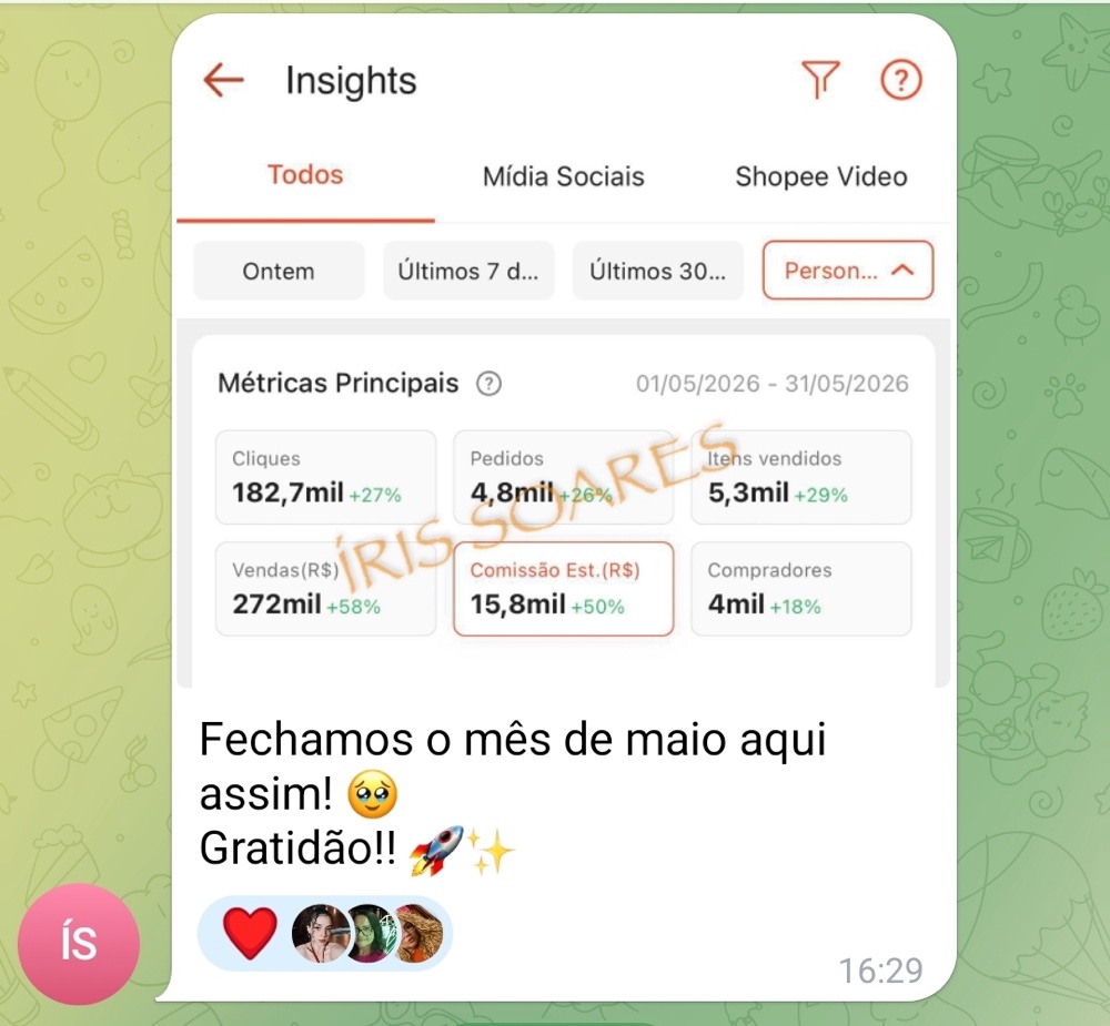 Fechamento de mês com R$15,8 mil de comissão estimada